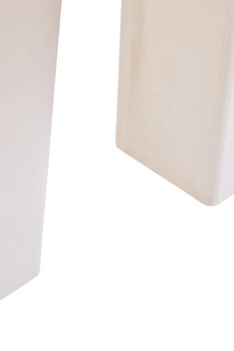 Whitewash Finish Mango Wood Pedestal Coffee Table with Ridged Base