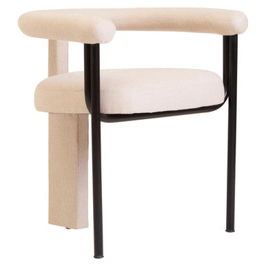 Cream Textured Linen Dining Chair