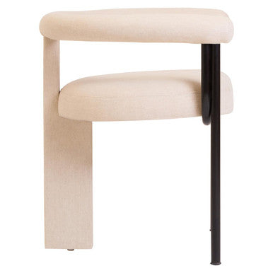 Cream Textured Linen Dining Chair