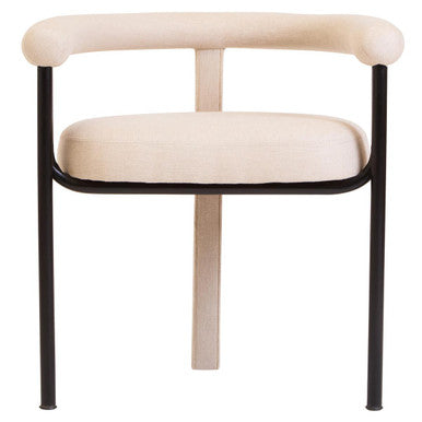 Cream Textured Linen Dining Chair
