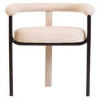 Cream Textured Linen Dining Chair