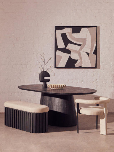 Cream Textured Linen Dining Chair