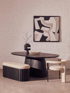 Cream Textured Linen Dining Chair