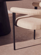 Cream Textured Linen Dining Chair