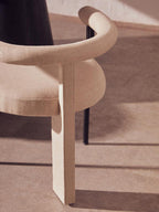 Cream Textured Linen Dining Chair