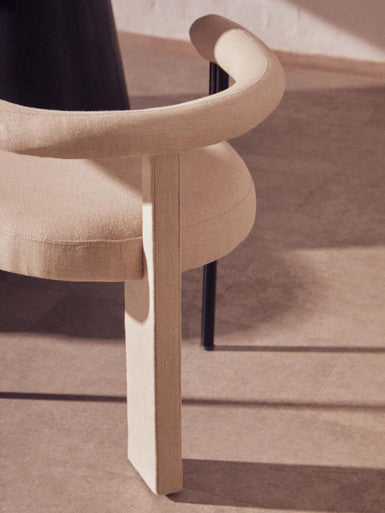Cream Textured Linen Dining Chair