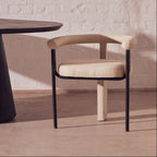 Cream Textured Linen Dining Chair