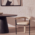 Cream Textured Linen Dining Chair