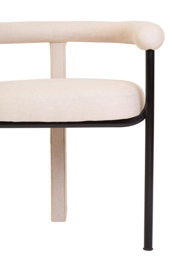 Cream Textured Linen Dining Chair