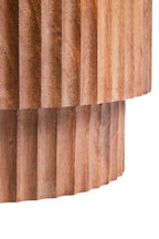 Brown Mango Wood Carved Side Table with White Marble Top