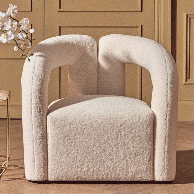 Ivory Boucle Effect Statement Chair