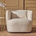 Cream Textured Fabric Curved Chair