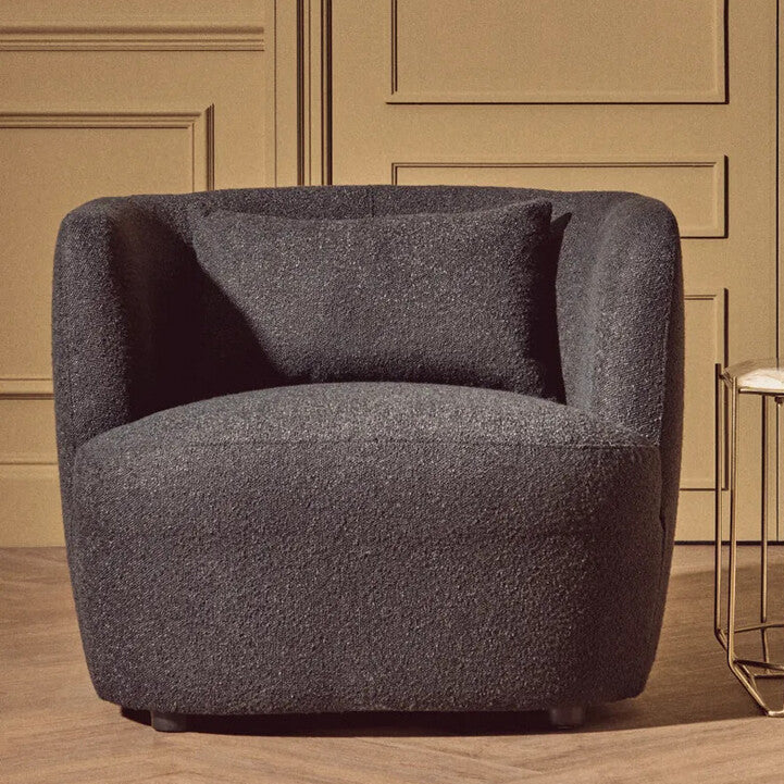 Black Textured Fabric Curved Chair