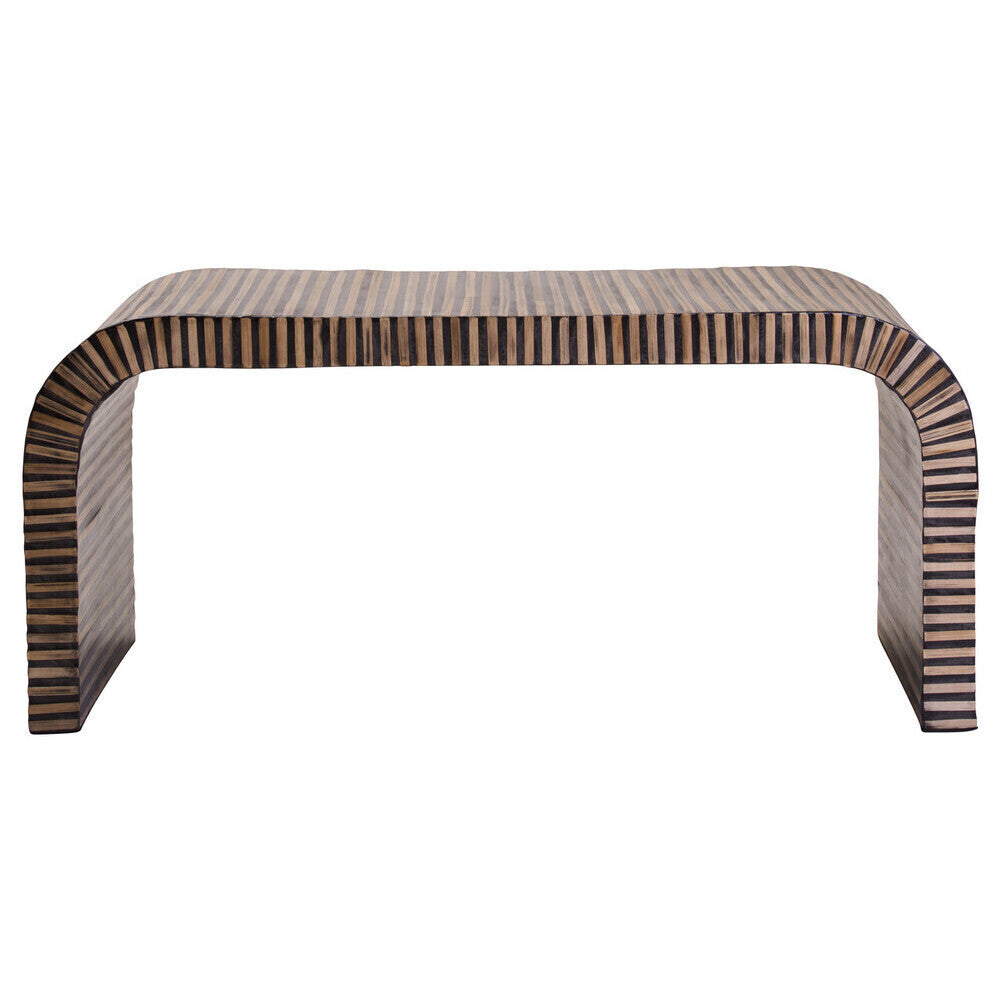 Natural Bamboo Inlay Curved Coffee Table