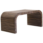 Natural Bamboo Inlay Curved Coffee Table