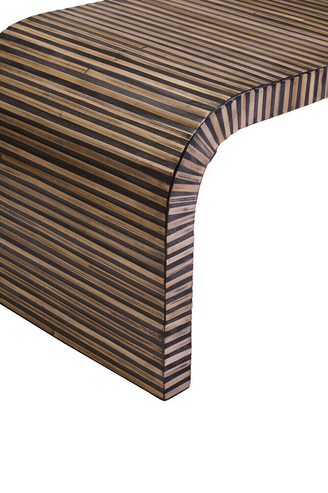 Natural Bamboo Inlay Curved Coffee Table