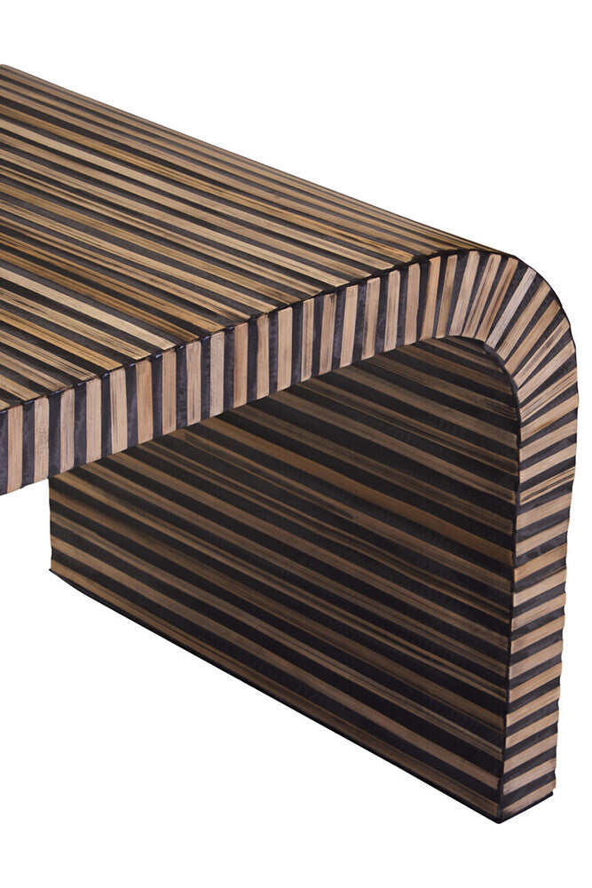 Natural Bamboo Inlay Curved Coffee Table