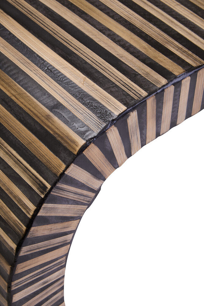 Natural Bamboo Inlay Curved Coffee Table