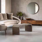 Natural Bamboo Inlay Curved Coffee Table
