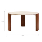 Travertine and Natural Acacia Wood Large Round Coffee Table