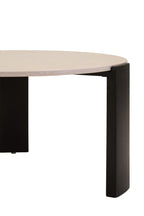 Cream Marble and Black Acacia Wood Large Round Coffee Table