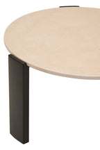 Cream Marble and Black Acacia Wood Large Round Coffee Table