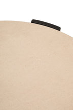 Cream Marble and Black Acacia Wood Large Round Coffee Table