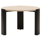 Cream Round Marble Top Large Coffee Table with Small Acacia Legs
