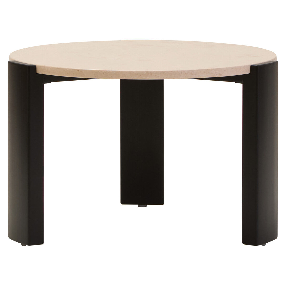 Cream Round Marble Top Large Coffee Table with Small Acacia Legs