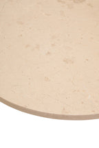 Cream Round Marble Top Large Coffee Table with Small Acacia Legs
