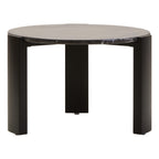 Black Round Marble Top Small Coffee Table with Black Acacia Legs