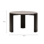 Black Round Marble Top Small Coffee Table with Black Acacia Legs