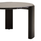 Black Round Marble Top Small Coffee Table with Black Acacia Legs