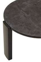 Black Round Marble Top Small Coffee Table with Black Acacia Legs