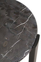 Black Round Marble Top Small Coffee Table with Black Acacia Legs