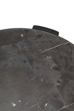 Black Round Marble Top Small Coffee Table with Black Acacia Legs