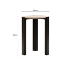 Cream Marble Top Round Side Table with Black Acacia Wood Legs