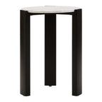 White Marble Top Round Side Table with Black Acacia Wood Legs