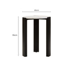 White Marble Top Round Side Table with Black Acacia Wood Legs