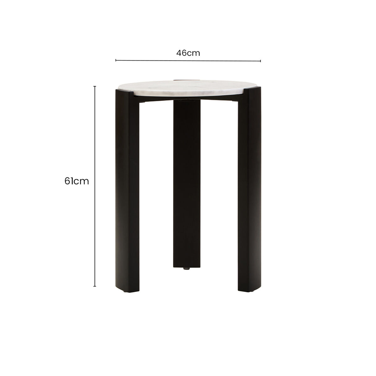White Marble Top Round Side Table with Black Acacia Wood Legs