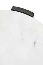 White Marble Top Round Side Table with Black Acacia Wood Legs