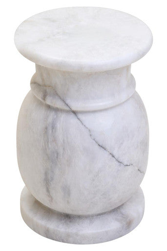 White Marble Side Table and Stool