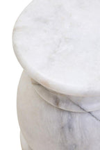 White Marble Side Table and Stool