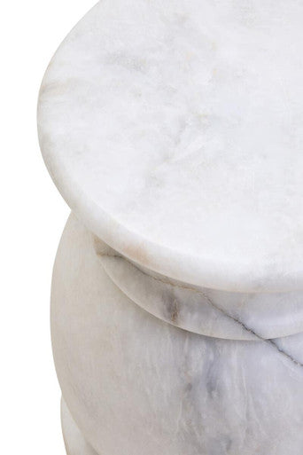 White Marble Side Table and Stool