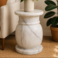 White Marble Side Table and Stool