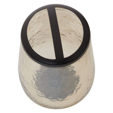 Black and Gold Glass Toothbrush Holder with Textured Detail