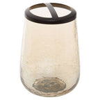 Black and Gold Glass Toothbrush Holder with Textured Detail