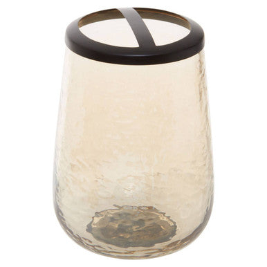 Black and Gold Glass Toothbrush Holder with Textured Detail