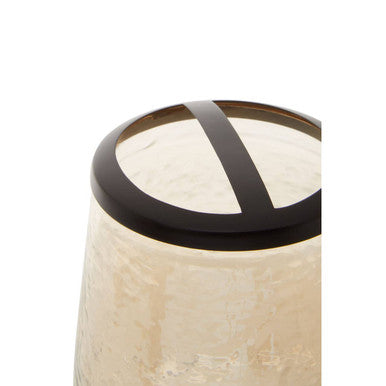 Black and Gold Glass Toothbrush Holder with Textured Detail