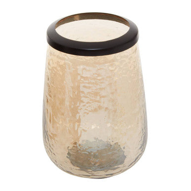 Black and Gold Glass Bathroom Tumbler with Textured Detail